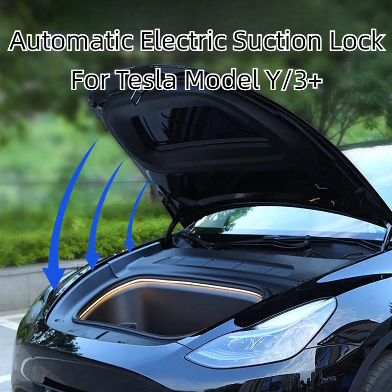 Tronco frontal trava elétrica para Tesla, Sucção Lock, Soft Close, Absorção Acessórios, Novo Modelo 3 + Highland