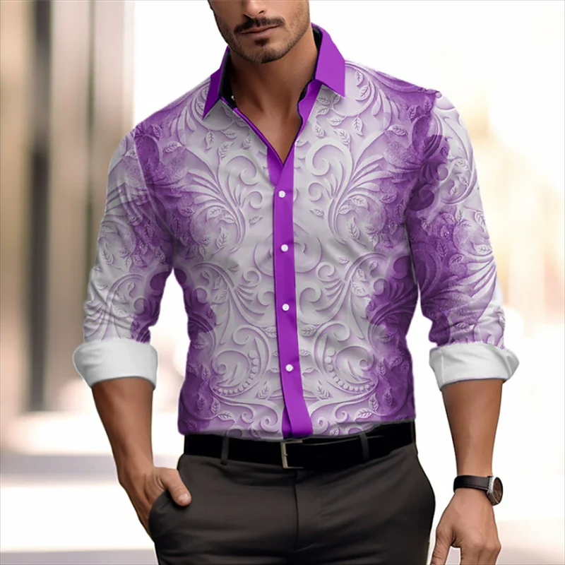 2024 Phoenix 3D Digital Printing Casual Men's Shirt Seasonal Long sleeved XS-6XL Elastic Fabric Shirt