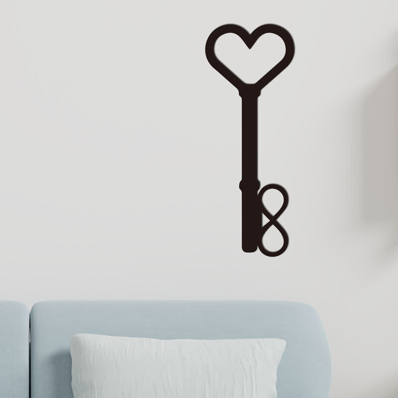 Arte de pared de Metal con diseño de llave con corazón, decoración de pared infinita, Idea de regalo de boda, decoración de dormitorio de guardería, arte de Metal único