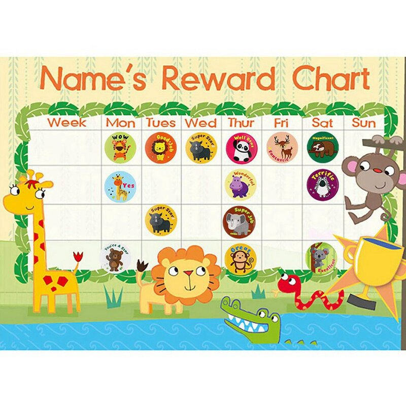 500pcs Teacher Reward Stickers for Kids Children Kindergarten School Encouragement Students Games Toy Animals Stationery Sticker