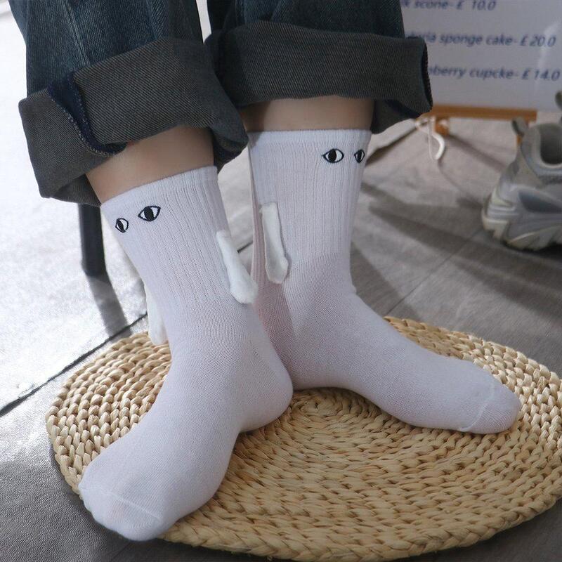 Kroean ถุงเท้าแม่เหล็กแฟชั่นสีขาวปักลายถุงเท้าผู้หญิงบางๆถุงเท้ามือระบายอากาศได้