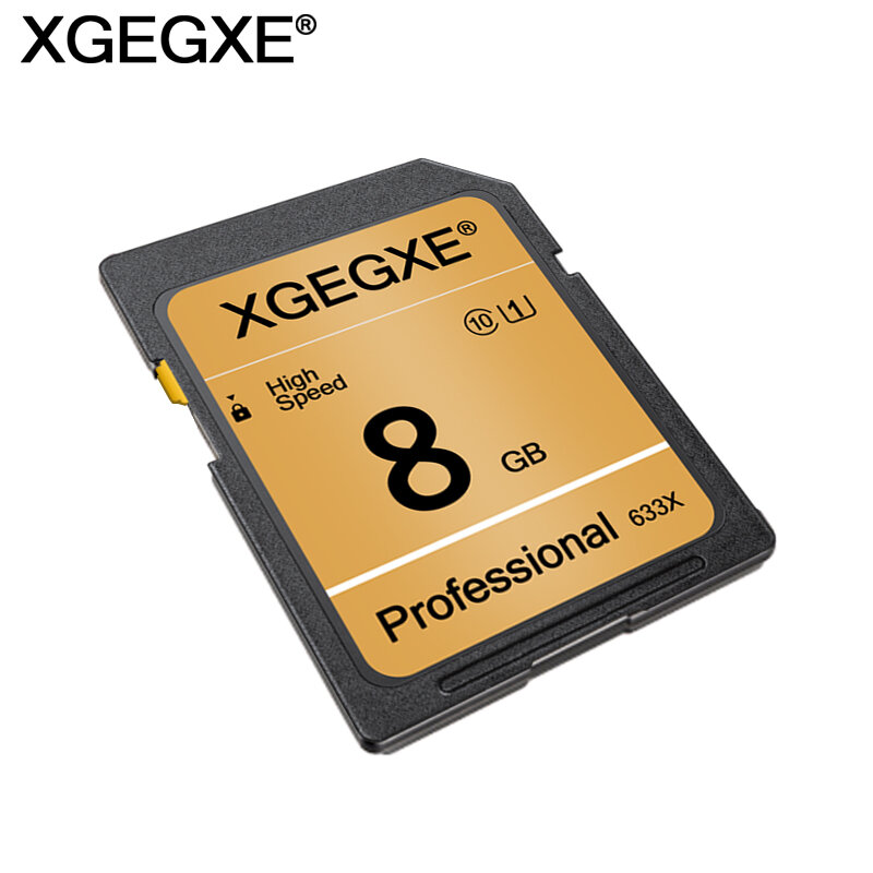 XGEGXE-SD Card para câmera e laptop, cartão de vídeo de alta velocidade, cartão de memória flash profissional, 32GB, classe 10, 633x, 4GB, 8GB, 16GB, UHS-1