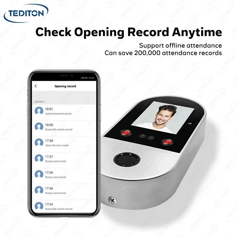 Tediton-Tuyaスマートアプリ顔認識傾斜機、アクセス制御、新しい