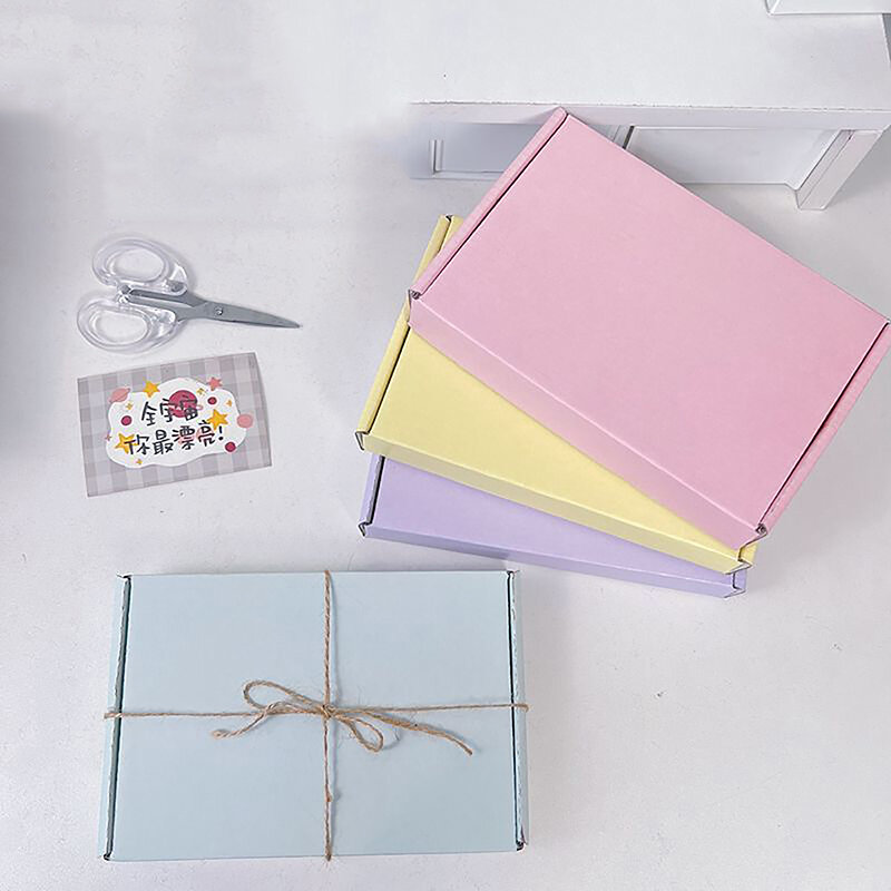 Caja de mensajería de embalaje Simple de Macaron, 5 piezas, reciclable, envío de regalos, cajas corrugadas para pequeñas empresas
