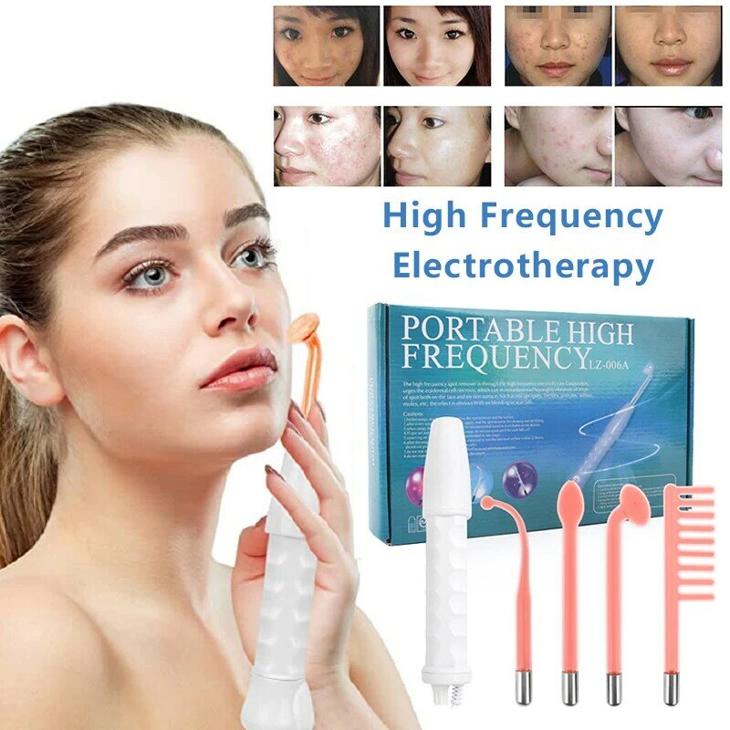 Máquina de belleza Facial portátil, electrodo de alta frecuencia, varita de electroterapia, tubo de vidrio, limpieza Facial, dispositivo de estiramiento de la piel