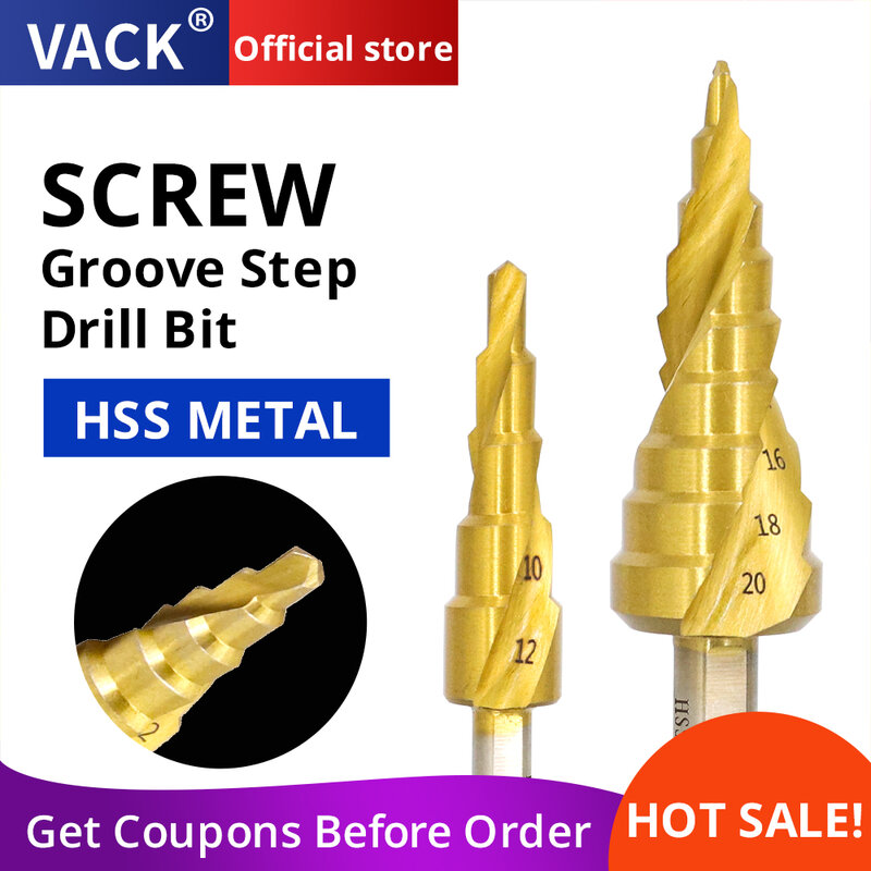 Vack 4-12Mm 4-20Mm 4-32Mm Hss Spiral Groove Stap Boor Set titanium Coated Hout Metaal Gat Stapte Core Boor Router Bits