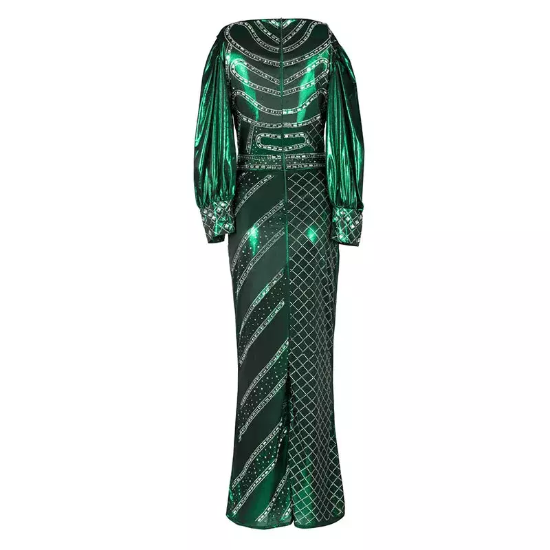 Maxivestidos africanos verdes para mujer, ropa africana, vestido largo musulmán de alta calidad, Moda Africana para dama