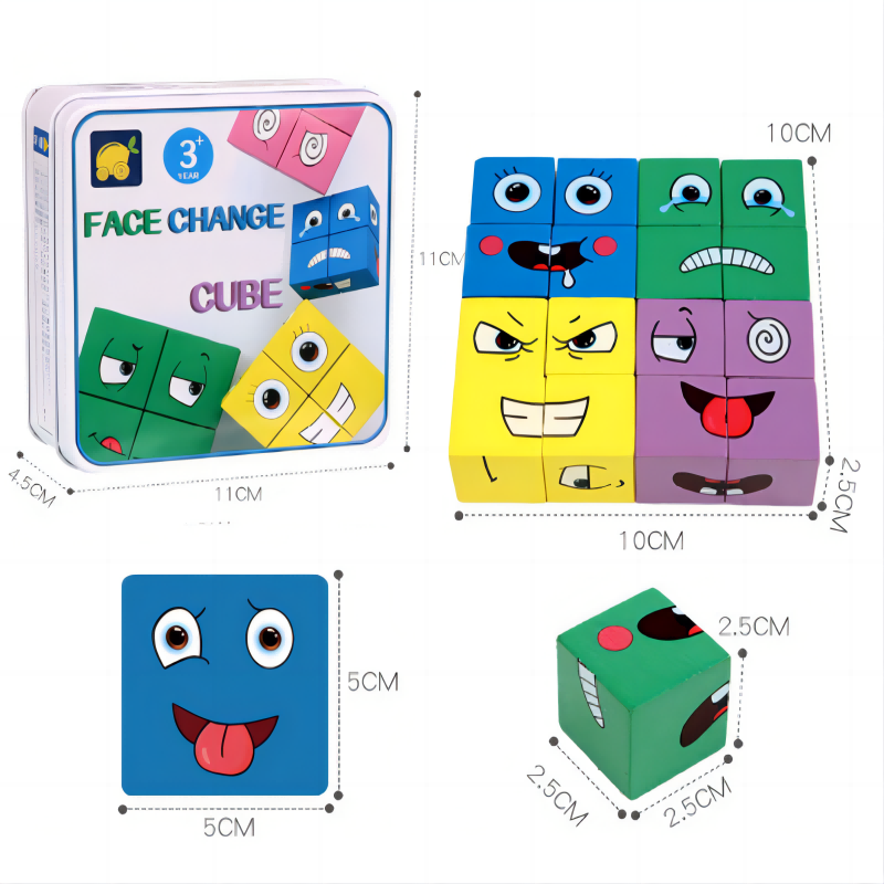 Logic interactive building blocks table game educational toys facial expression changes wooden children's thinking
