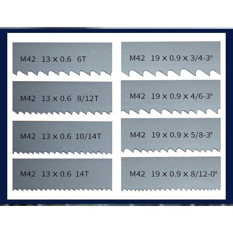 Hojas de sierra de banda bimetálicas personalizables M42, corte de Metal de madera dura 1140, 1400, 1425, 1570, 1790, 1826, 2240, 2560, 2630mm x 13mm x 3350mm
