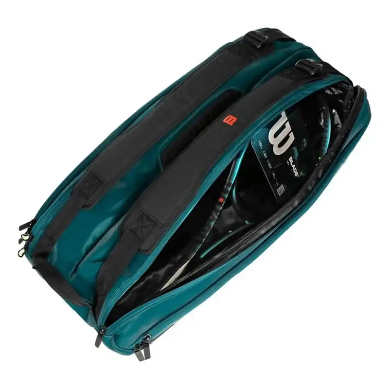 Wilson 2024 Blade Super Tour v9 9 Pack Tennis Bag Large Racquet Backpack Tennis Racket Bag Emerald Green With Thermoguard Lining