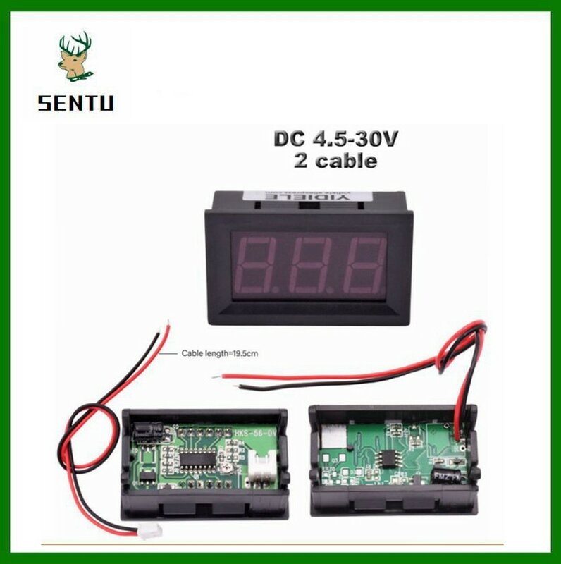 Voltmeter Digital DC LED 0.56 inci, pengukur tegangan 0-100V 3 kabel pengukur Amper Digital, pengukur Panel tegangan untuk sepeda motor dan mobil