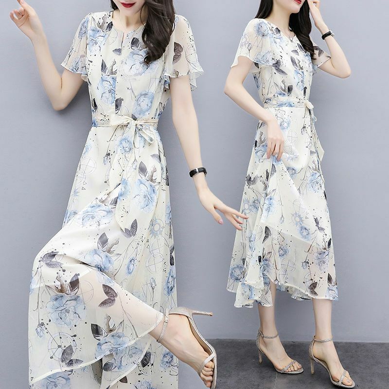 용수철 캐주얼 V넥 반팔 의류, 다용도 서양식 출퇴근, 느슨한 Y2K 여성 드레스, 여름 신상 패션