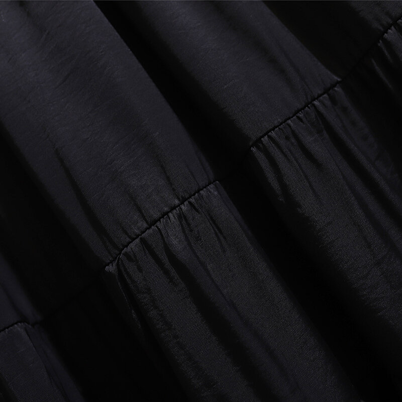 Jupe décontractée grande taille pour femme, robe de soirée Piedmont, tissu nylon et rayonne, ample et confortable, version tout-en-un, noir, printemps