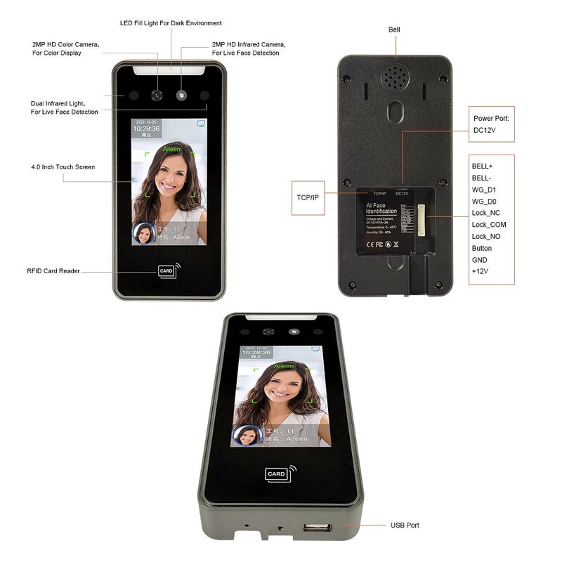 YYHC-Caméra Ai avec écran 4 pouces, WiFi, TCP, IP, machine de présence biométrique, système de temps de présence qualifiée ale