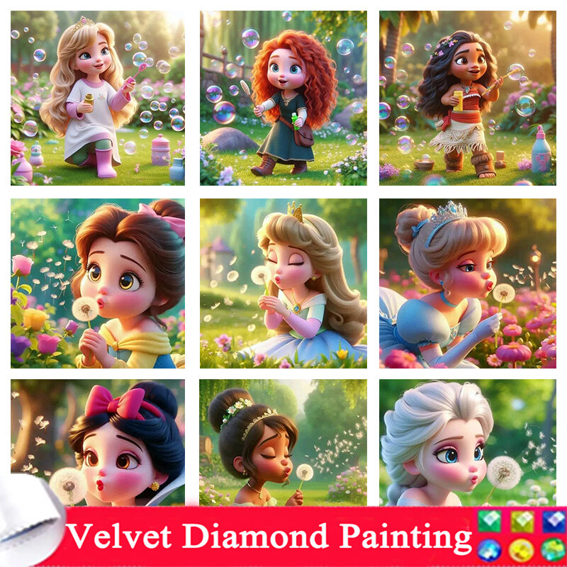 ディズニープリンセス漫画バブルダイヤモンドペインティング、モザイク画像、5d刺embroidery、かわいい白雪姫、lisa、diy、女の子