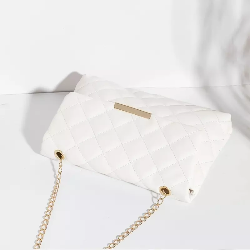 Bolsa de ombro bordada treliça diamante para mulheres, bolsa quadrada pequena, couro PU, bolsas crossbody, bolsa telefônica, luxo