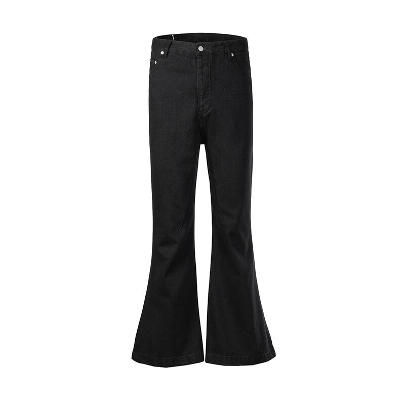 Y2K RO Style gamba larga Jeans Vintage neri pantaloni a zampa Harajuku da uomo Solid Streetwear pantaloni larghi Casual in Denim oversize