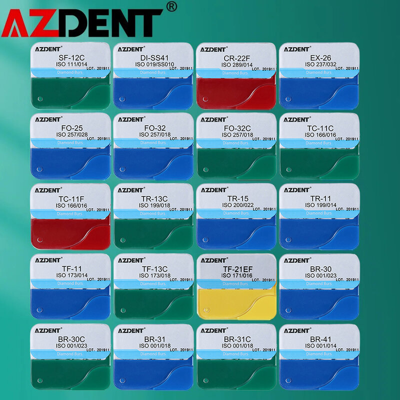 AZDENT 100 шт./20 коробок зубные алмазные сверла для зубов фарфоровые керамические композитные полировальные сверла для высокоскоростного наконечника