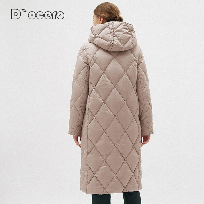 D`OCERO 2022 New Women's Winter Down Jacket Warm Large Size Female Long Parkas Hooded Quilted Women Coat Brand Clothing Overcoat
