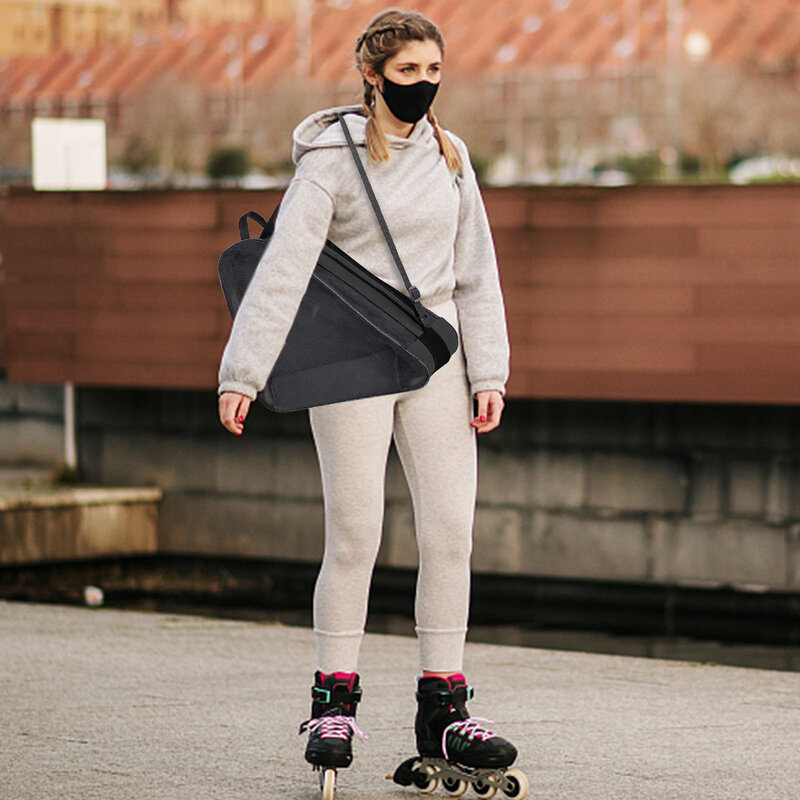 ローラースケートバッグユニセックススケートバッグ、調節可能なショルダーストラップアイススケートバッグ、3層容量ポケット付き