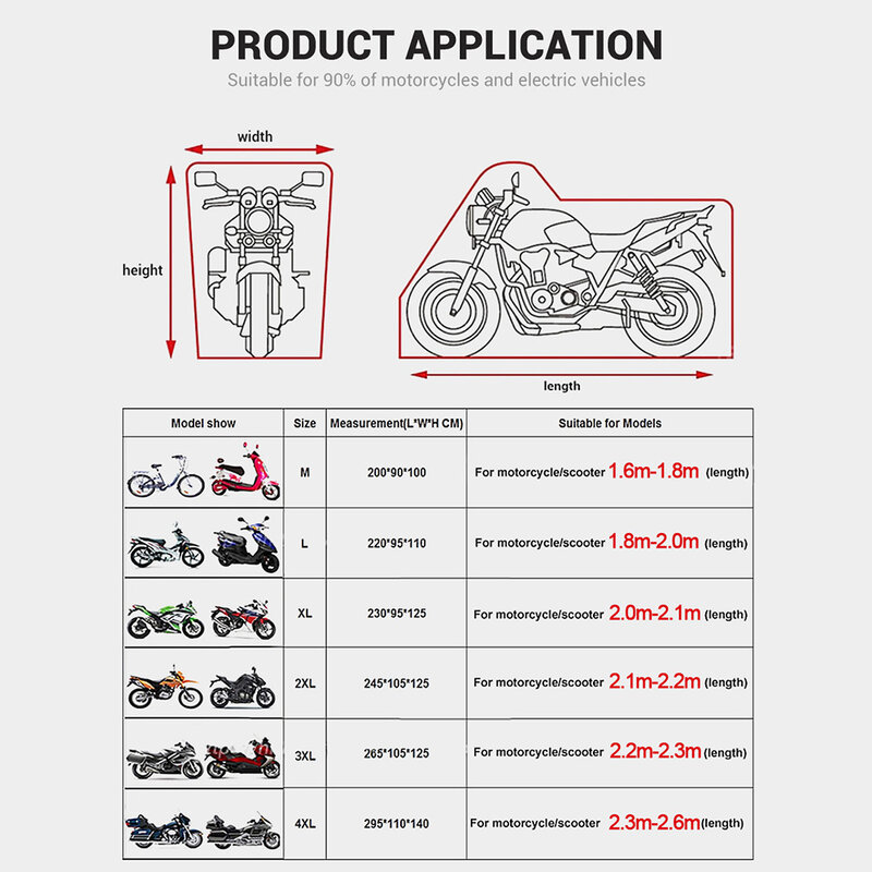 Funda impermeable para motocicleta, cubierta protectora a prueba de polvo, Uv, 8 colores, M-4XL