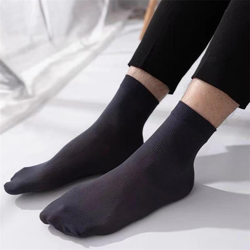 10 paar/heren sokken dunne ijskoukken zomer ademende casual sokken effen kleur elastische ijs zijde cool mid-tube business sokken