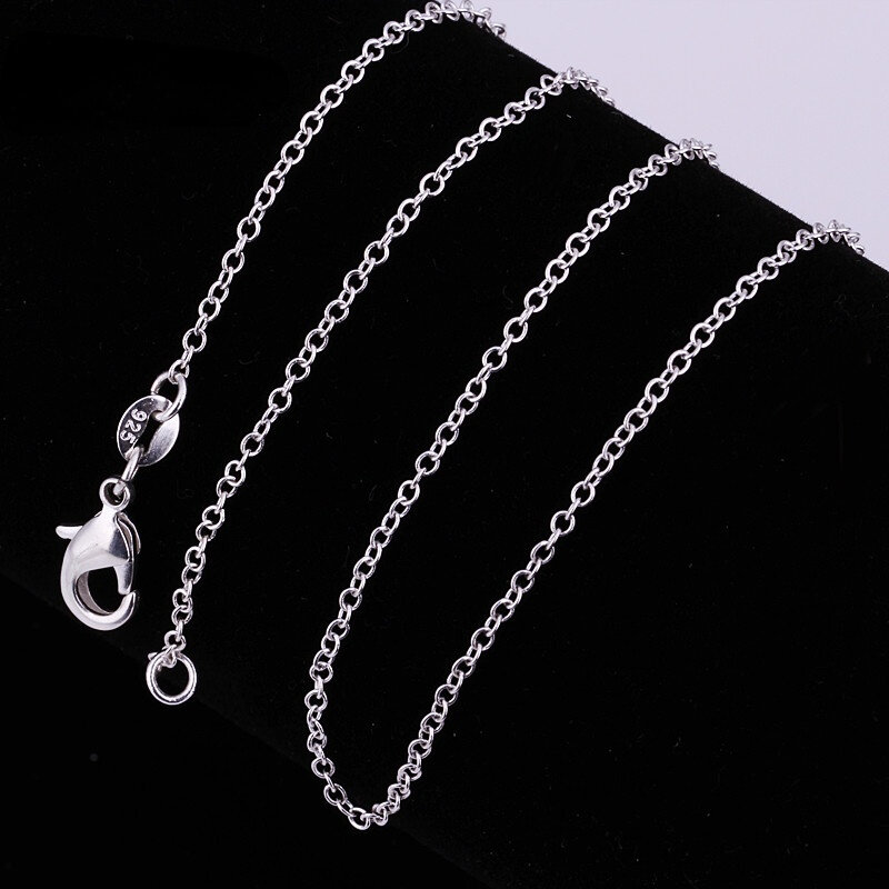 1 PCS 925 Sterling Silver 16/18/20/22/24 Inch Length 1MM Rolo Chain Fashion Necklaces For Women Men Jewelry