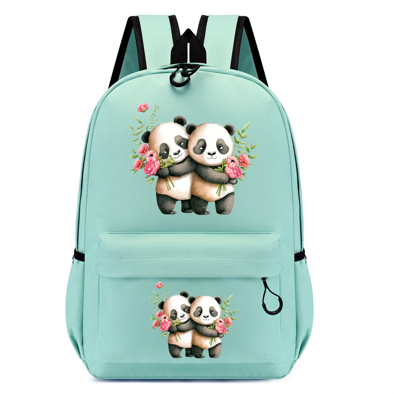 Mochila con diseño de Panda y flores para niños, morral escolar de Anime para guardería, mochila de viaje para niñas, mochila escolar para estudiantes