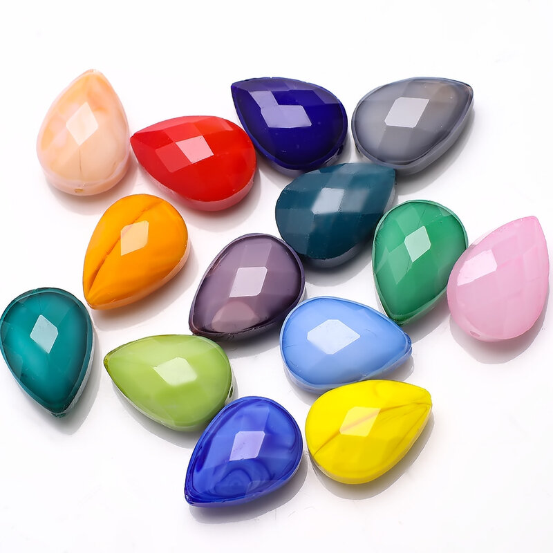 Manik Spacer kaca kristal perhiasan membuat Teardrop berwarna 20 buah DIY manik-manik longgar segi