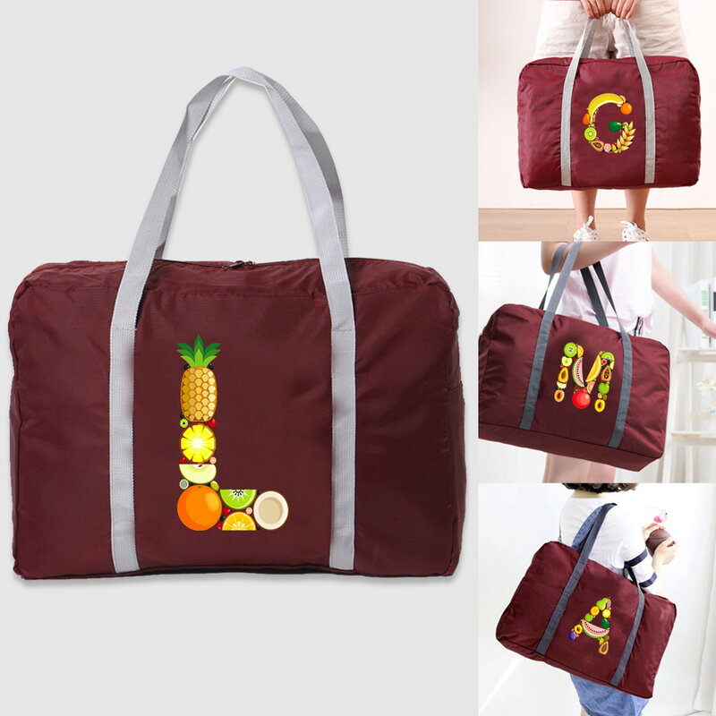 Foldable Travel Bag Women Waterproof Portable Storage Bag Unisex Large Capacity HandleBag fruit letter series Travel Accessories