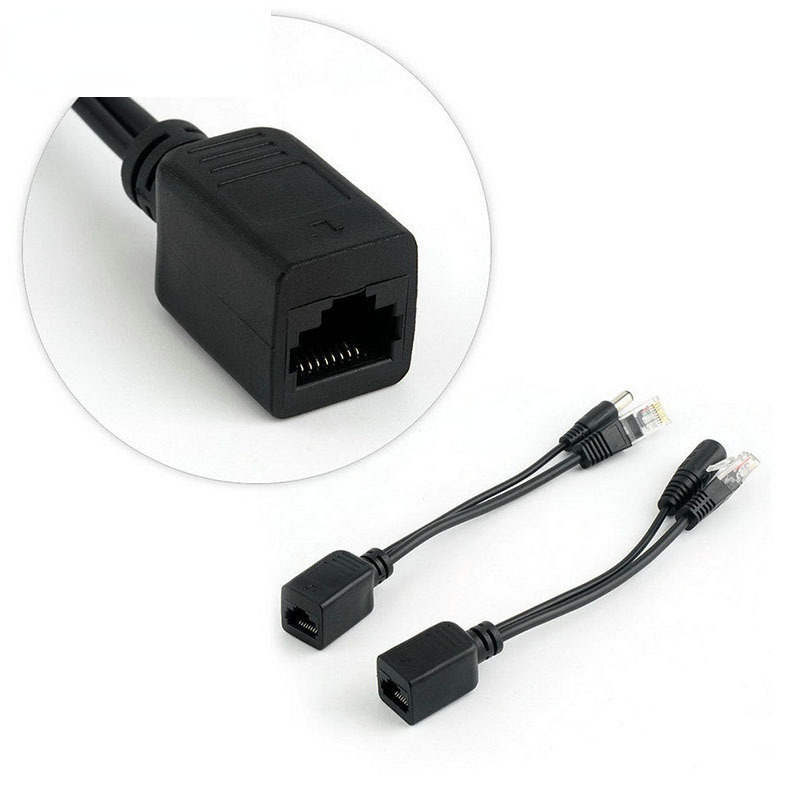 Kabel POE Daya Pasif Atas Adaptor Ethernet Splitter RJ45 Modul Suplai Injektor 12-48V untuk IP Camea