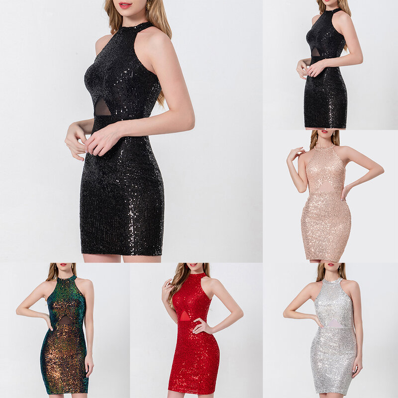 Perfect Party Dress Glitter Sequin Detail Short Bodycon Design Exquisite Ball Gown Suitable for Formal Evenings