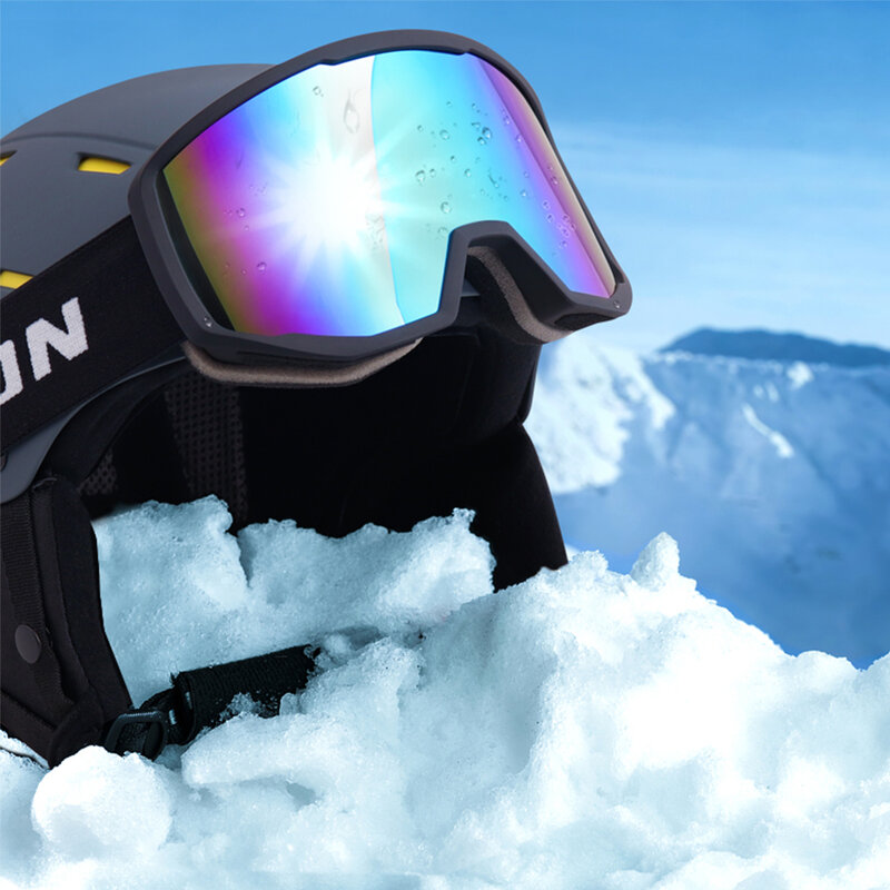 EXP VISION Kacamata Ski Papan Seluncur Salju untuk Pria Wanita, OTG Anti Kabut Perlindungan UV Kacamata Papan Seluncur Musim Dingin untuk Kacamata Dewasa