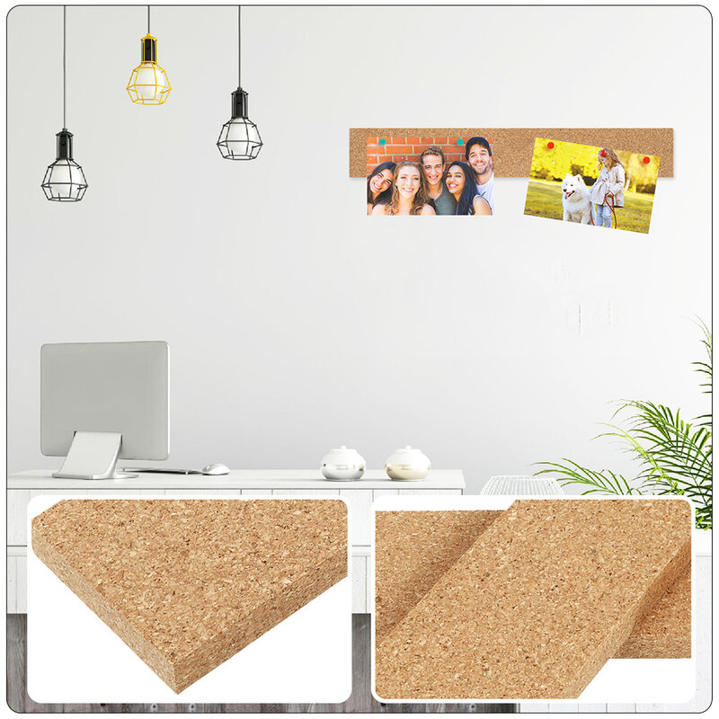 4 Pcs Adhesive Cork Strips Office Home Bulletin Ornament Natural Frameless Paper Bulletin Strips Self-adhesive Cork Strips