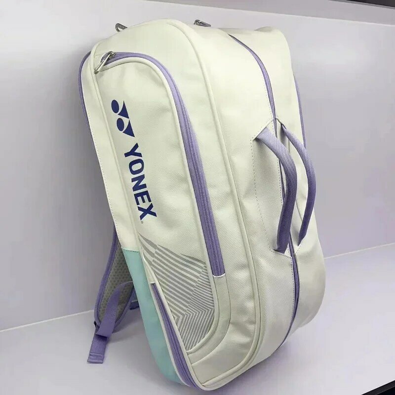 Высококачественный Спортивный Рюкзак YONEX для ракеток для бадминтона, кожаная сумка через плечо для тенниса, многофункциональная, подходит для 4-6 штук