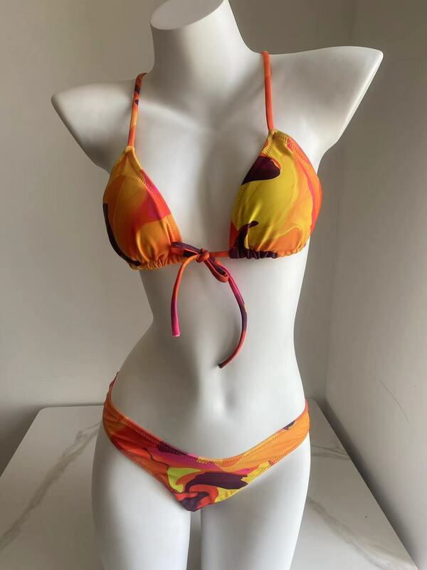 Tie Dye Bikini Micro Badmode Stropdas Badpak Voor Vrouwen Bandeau Bikini Braziliaanse Badpak Driehoek Strandkleding 2024