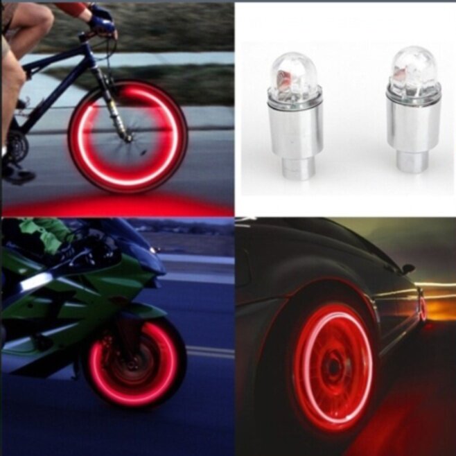 2/4PCS Auto ไฟ LED รถจักรยานยนต์จักรยานยางวาล์วครอบคลุมตกแต่งไฟยางวาล์วครอบคลุมแฟลช Strobes นีออนไฟ