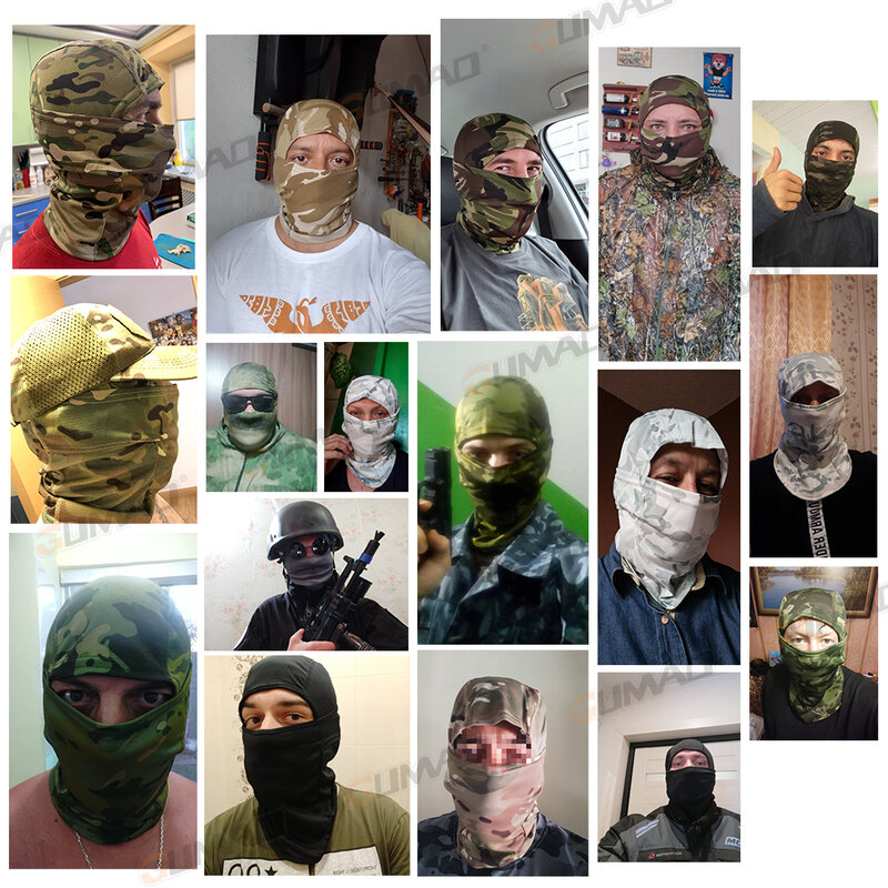 Balaclava camuflagem multicam para homens, máscara lenço facial completo, caminhadas, ciclismo, caça, exército, bicicleta, capa de cabeça militar, boné tático de airsoft