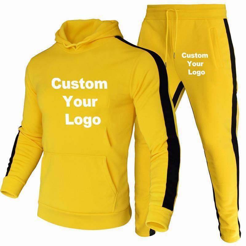 Survêtements monochromes avec logo personnalisé pour hommes, ensembles de sweats à capuche et de pantalons, pulls, vestes, pantalons de survêtement, tenues Streetwear à capuche