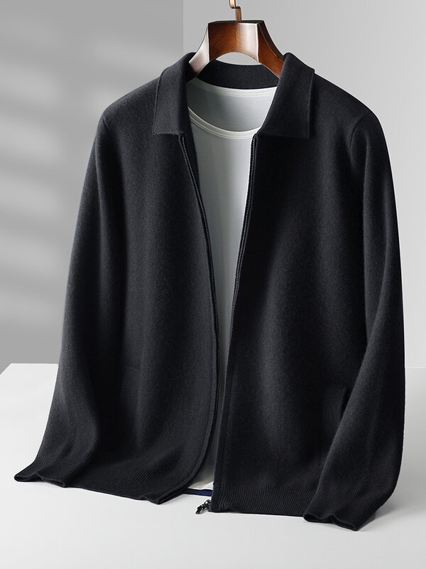 CHICUU-Cardigã de lã grossa masculino, malha 100% lã merino, suéter de caxemira quente, cardigã casual, casaco inteligente, outono, inverno