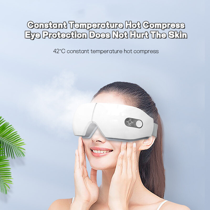 Inteligente massageador de olho GSEM-006 bluetooth música voz transmissão vibrador massagem pressoterapia elétrica eye trainer óculos