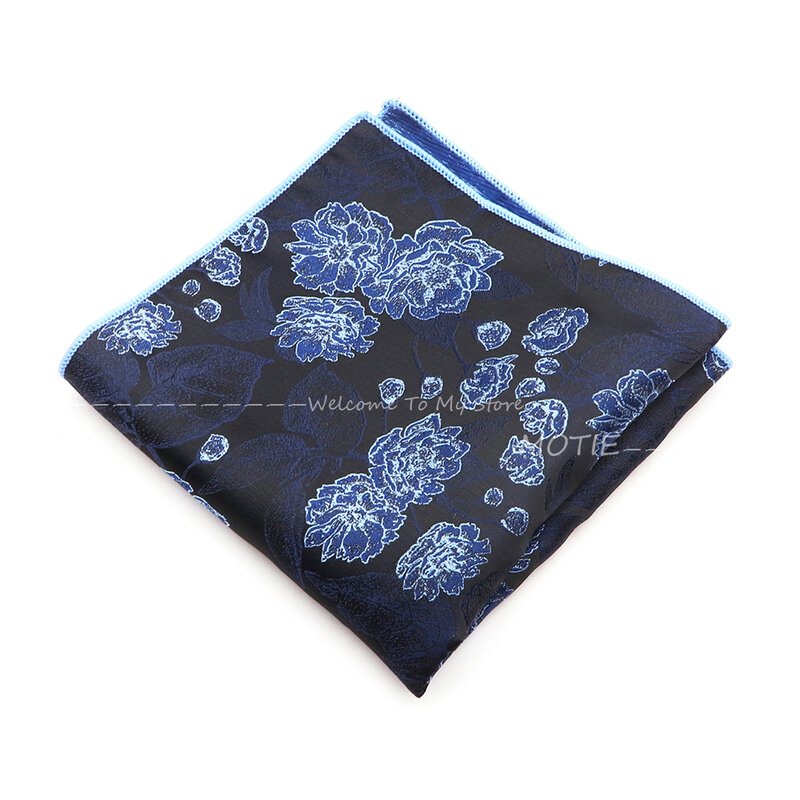 Men's Classic Plant Pattern Handkerchiefs Party Casual Blue Brown Pocket Square Hankies For Wedding Daily Wear Shirt Accessories