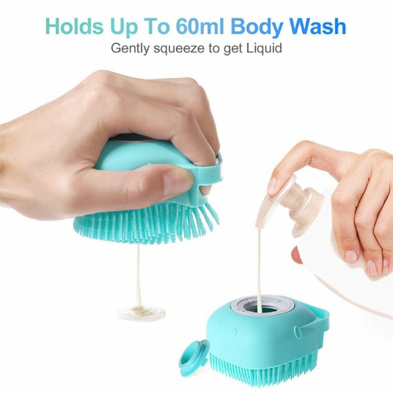 Pet Dog Shampoo Brush 2.7oz 80ml Cat Massage Comb Grooming Scrubber for Bathing Short Hair Soft Silicone Rubber