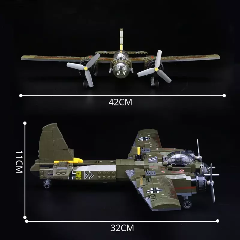 Ju-88ทหาร559ชิ้นชุดแบบอิฐเครื่องบินทิ้งระเบิดของเล่นสำหรับเด็ก WW2เฮลิคอปเตอร์อาวุธกองทัพทหาร