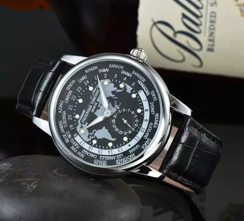 2024 New Leather Needle Men's Watch Minimalist Fashion Frederique Wrist Watch Business Sports Chronology Quartz Watch