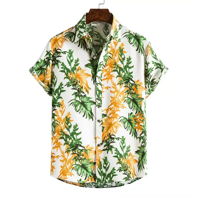 Camisas de praia de manga curta masculina e feminina, camisas de tecido respirável, tops casuais, moda havaiana, 2024