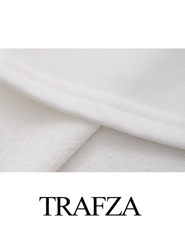 TRAFZA-Hoodies bordados com letra sólida para mulheres, moletom chique, capuz casual, streetwear, pulôver feminino, nova moda, verão