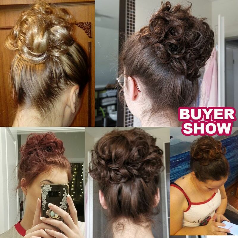 Messy Bun Hair Piece Wavy Curly Scrunchies Synthetic Chignon Ponytail Hair Extensions Thick Updo Hairpieces for Women