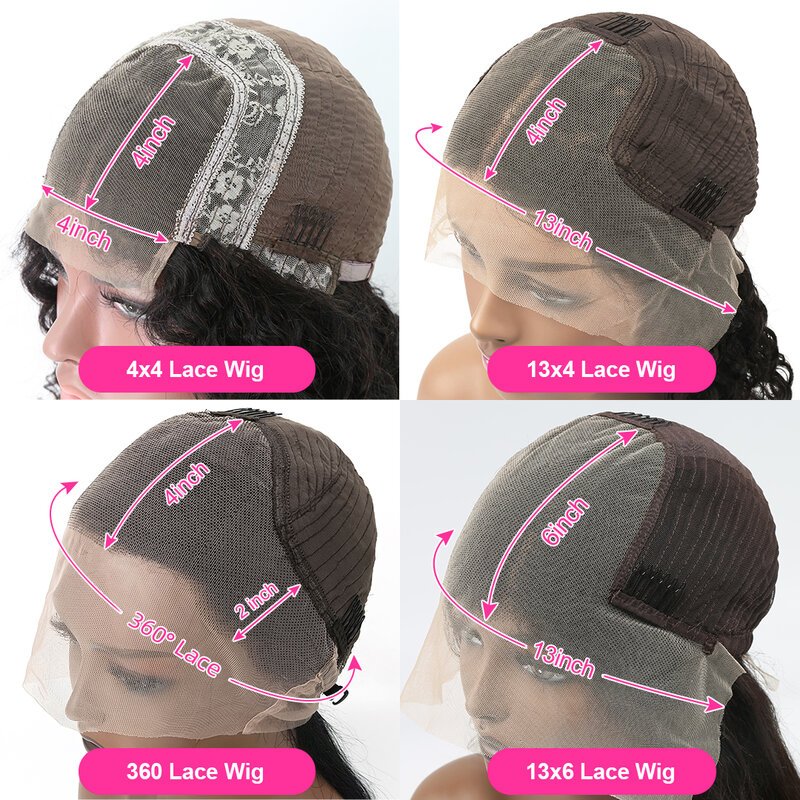 Peruca frontal do laço encaracolado para mulheres, 360 perucas de cabelo humano completo, onda de água, hd, 13x4, 13x6, 40 ", à venda
