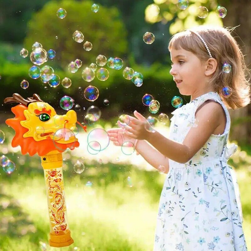 Baguette à bulles Dragon pour enfants, mise à niveau automatique, souffleur de bulles, fête, été, extérieur, jouets d'arrière-cour avec son léger